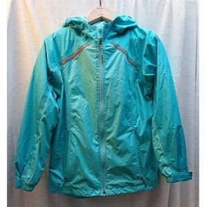 L.L. Bean Fleece Lined Girls Hooded Rain Jacket